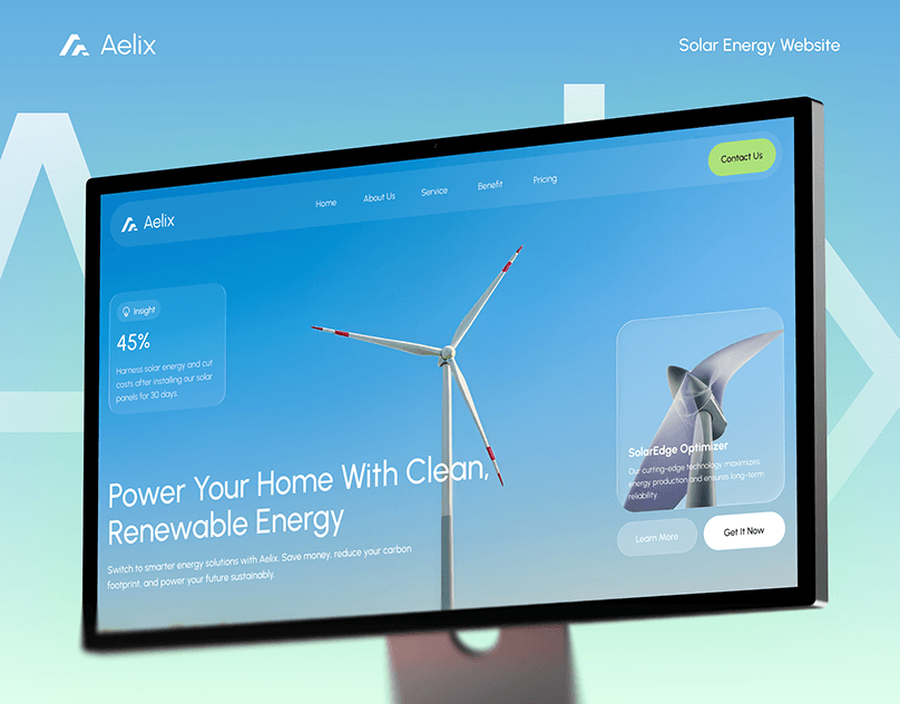 Aelix — Solar Energy Landing Page UI/UX Case Study